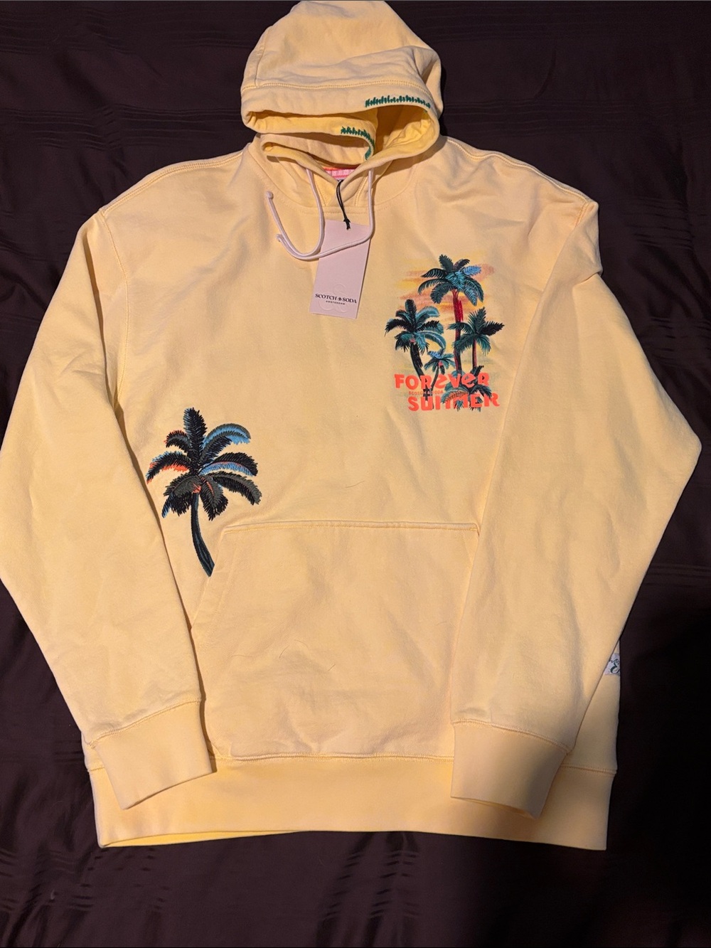 Scotch & Soda Yellow Tropical Palm Graphic Sweatshirt
